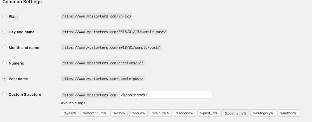 WordPress Permalinks Configuration