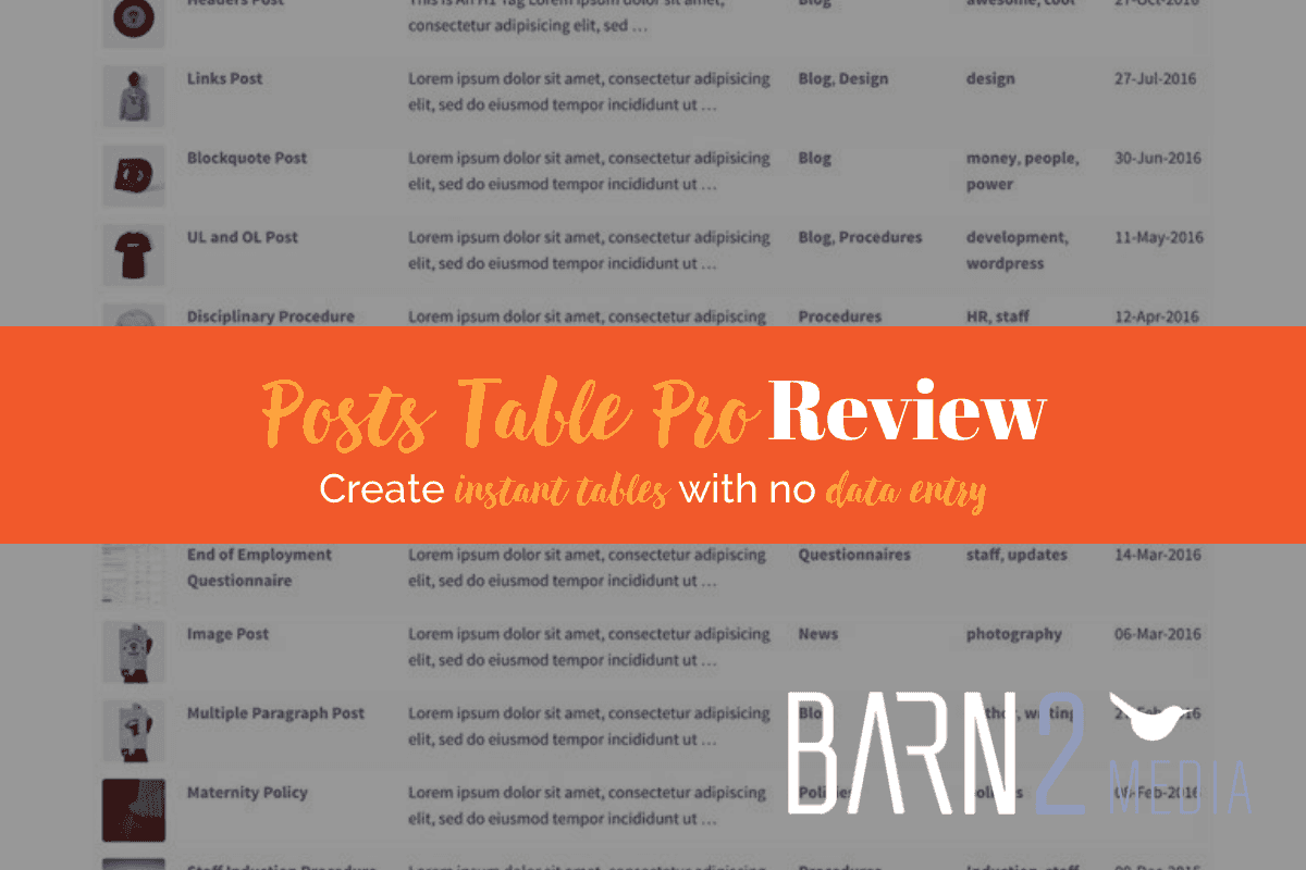 Posts Table Pro Review: No Data Entry Required
