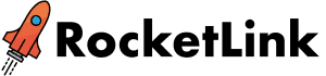 Rocketlink logo with a rocket flying in the sky.