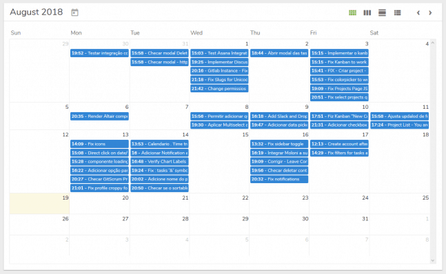 A screenshot of a calendar in a web browser.