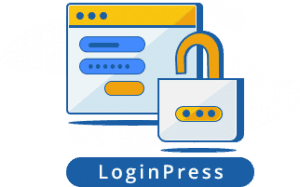 Loginpress logo with a padlock on it.