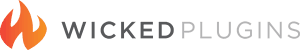Wicked plugins logo on a brown background.