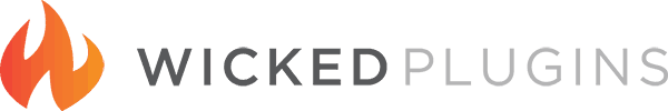 Wicked plugins logo on a brown background.