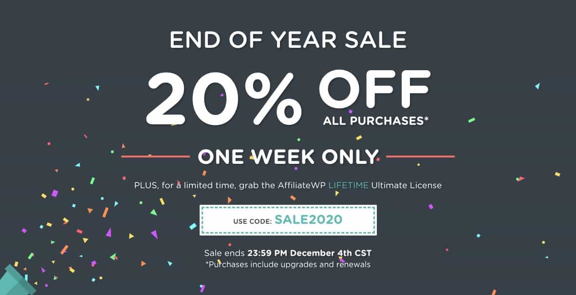 affiliatewp is back on lifetime only for black friday cyber monday 2020